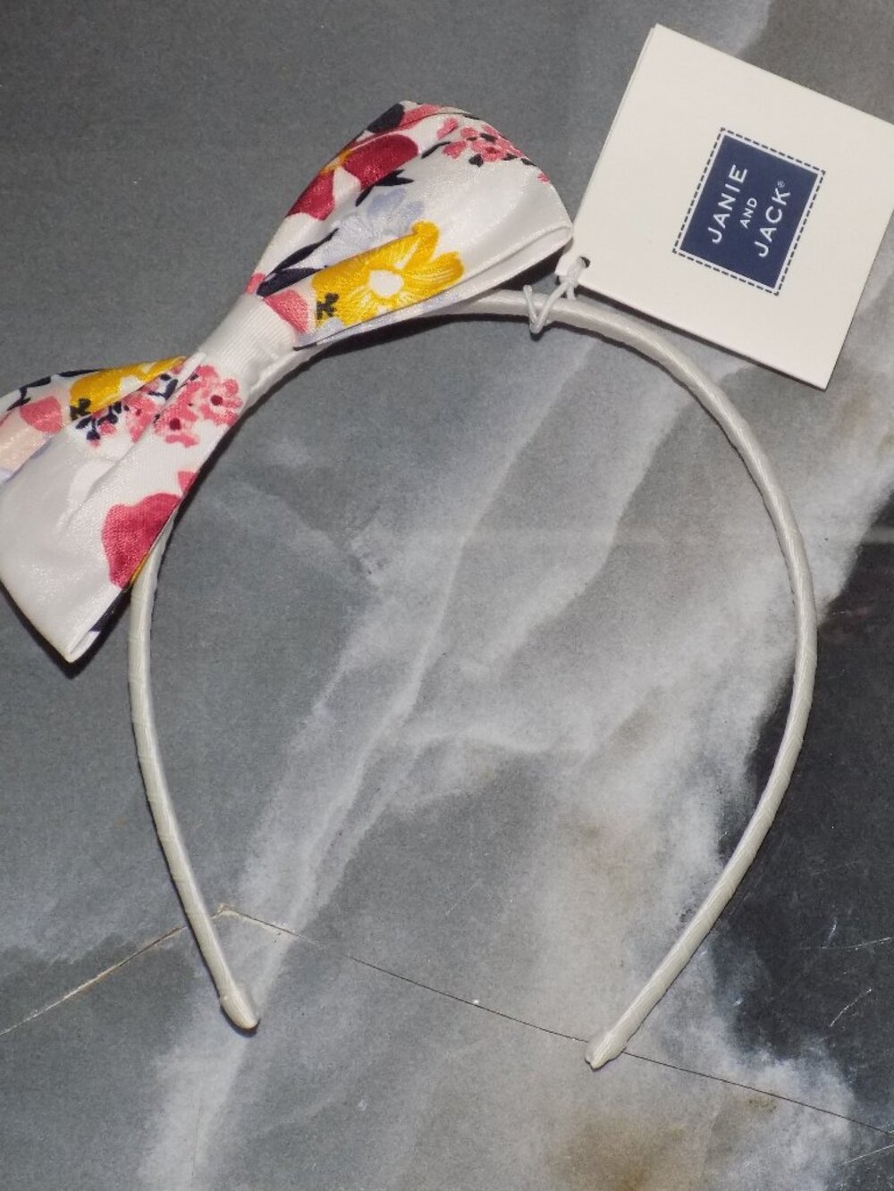 Janie and Jack White Fabric Wrapped Headband W/Fall Floral Bow OS Girl's NEW